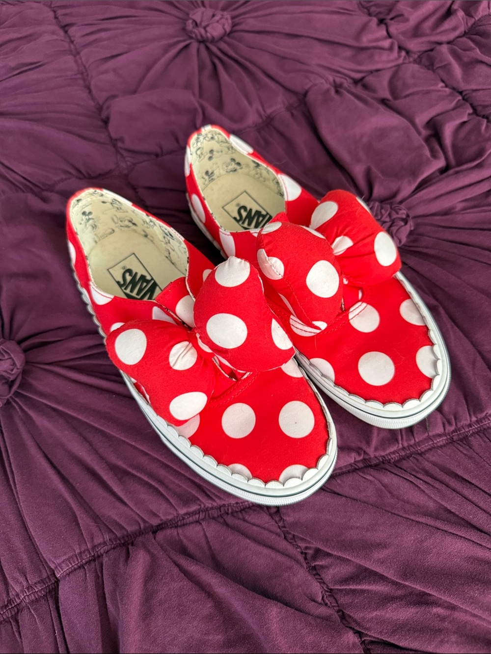 Vans Kids Red Polka Dot Slip-On Sneakers with Bow